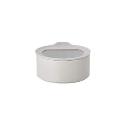 Pote Redondo de cerâmica - Tampa de Vidro - 600ml - Neoflam - FIKA ONE - Cor Branco